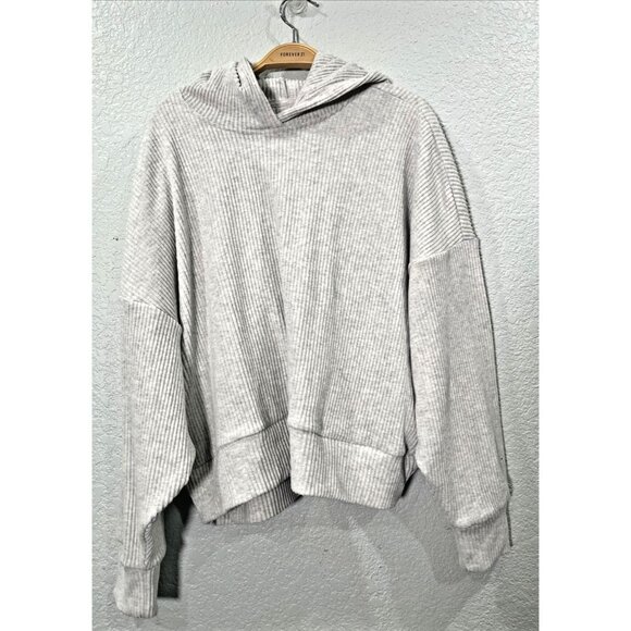 Abercrombie Fitch Ribbed Pullover Sweatshirt Sz L/XL Hooded Lounge Cozy Slouchy - Picture 1 of 6